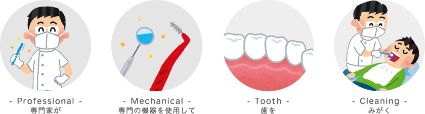 専門家が 専用の機器を使用して 歯を みがく